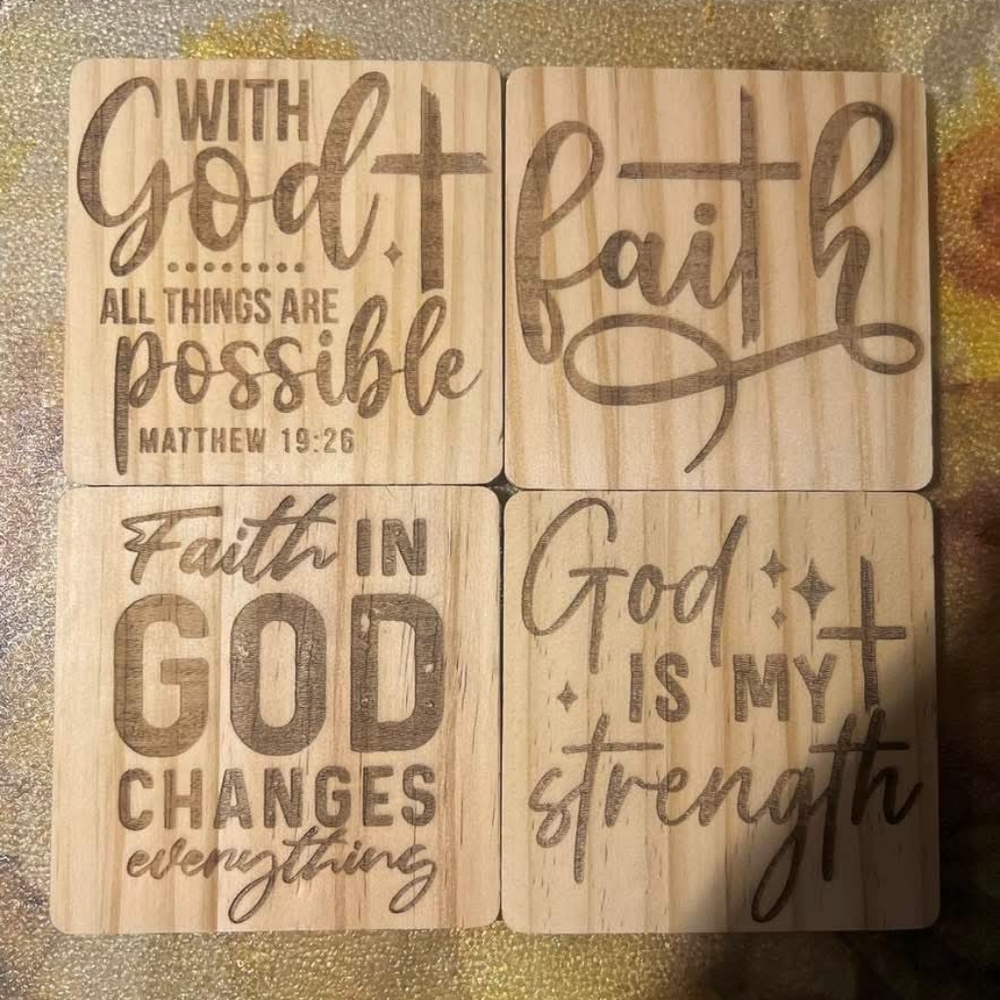 Inspirational Wooden Coasters Set